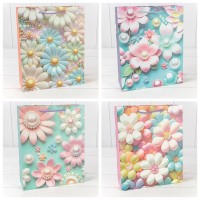 Пакет подарочный с блёстками "Цветы" (микс 262) 26*32*10 210г 1/20 1/240 Арт: 000262C
