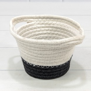 Корзина плетёная Круглая 16*13 (±5%) из хлопка с ручками Белый/Чёрный 1/60 Арт: 420171/73