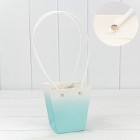 Пакет подарочный "Ваза для цветов" 12,5*12*8 260г "Градиент" Голубой 1/10 1/200 Арт: 000184H/8