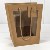 Пакет подарочный с окошком Крафт 18*25*28 210г 1/10 1/240 Арт: 000207K