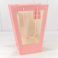 Пакет подарочный с окошком Розовый 17*28*37 210г 1/10 1/240 Арт: 000207Q/26
