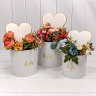 Коробки Цилиндр Набор 1/3 19*18,7 "С сердечком" Белый 1/18 Арт: 720795/2 - Коробки Цилиндр Набор 1/3 19*18,7 "С сердечком" Белый 1/18 Арт: 720795/2