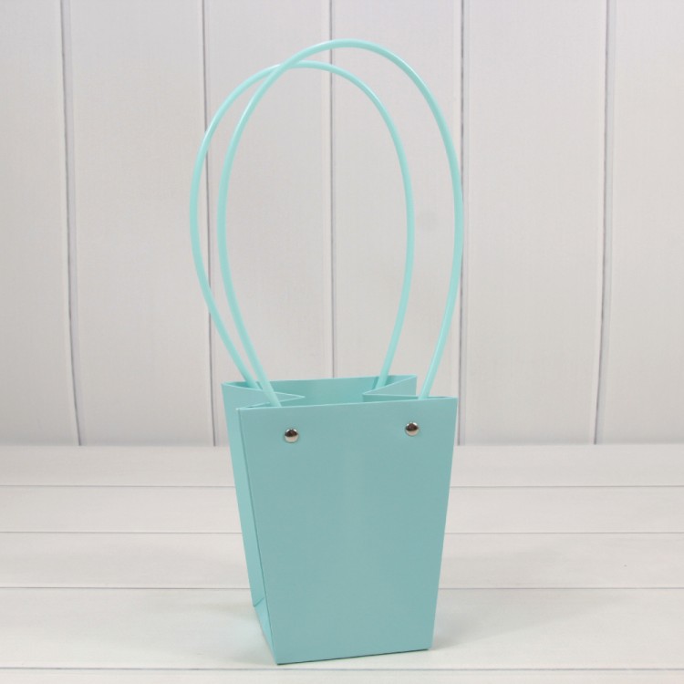 Пакет подарочный "Ваза для цветов" 15,5*13*9,5 Голубой 1/10 1/150 Арт: 000170G/635