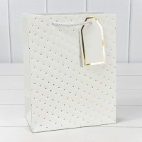 Пакет подарочный с тиснением (550) 18*23*10 210г Белый 1/20 1/360 Арт: 000550E/1