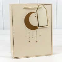 Пакет подарочный с тиснением "Полумесяц" (291) 18*23*10 210г Бежевый 1/20 1/360 Арт: 000291E/5