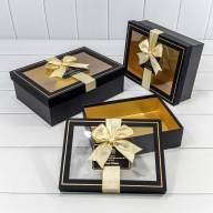 Коробки Прямоугольные Набор 1/3 29*21*9,5 с окошком и бантом Чёрный 1/12 Арт: 72091307/7 - Коробки Прямоугольные Набор 1/3 29*21*9,5 с окошком и бантом Чёрный 1/12 Арт: 72091307/7