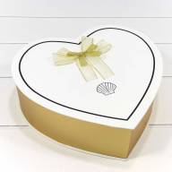 Коробки &quot;Сердце&quot; Набор 1/3 32*30,5*10 с двойным бантом Золотой/Белый 1/16 Арт: 720205/2 - Коробки "Сердце" Набор 1/3 32*30,5*10 с двойным бантом Золотой/Белый 1/16 Арт: 720205/2
