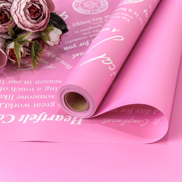 Плёнка 0,58*10м 290г матовая с печатью 65мкм Розовый-223 1/30 Арт: 1601/223