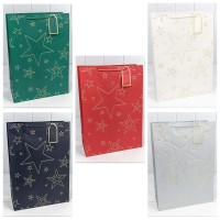 Пакет подарочный с тиснением "Звёзды" (микс) 32*45*15 210г 1/20 1/120 Арт: 300912A