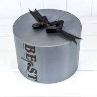 Коробка Круглая 25,5*18 &quot;Сюрприз&quot; деревянная с атласной тканью &quot;Best&quot; Серый 1/12 Арт: 720678/4 - Коробка Круглая 25,5*18 "Сюрприз" деревянная с атласной тканью "Best" Серый 1/12 Арт: 720678/4