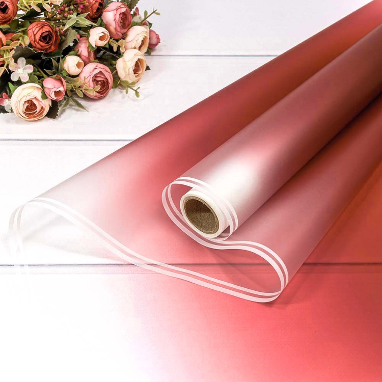 Плёнка 0,58*10м 275г матовая с двойной белой полосой 55мкм Тёмно-красный 1/30 Арт: 1624/201