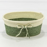 Кашпо плетёное Овальное 18*11*8 (±5%) из бумаги с бантиком Зелёный 1/100 Арт: 420143/11