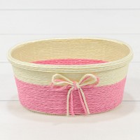 Кашпо плетёное Овальное 18*11*8 (±5%) из бумаги с бантиком Розовый 1/100 Арт: 420143/2